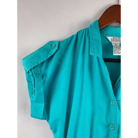 Heres A Hug Womens Turquoise Cotton Button-Up Romper Size M - Picture 3 of 5